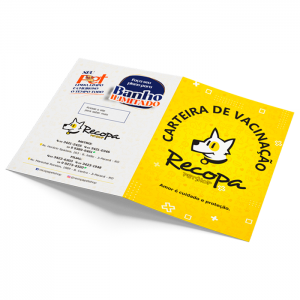 Carteira de Vacinação Papel Couchê 14x21cm   1 Vinco e 2 Grampos 