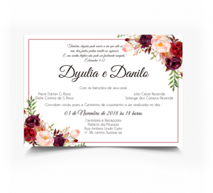 Convite de casamento Couchê 250g 21x29,7cm    