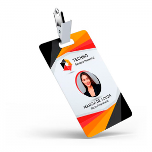 Crachás Personalizados PVC 0,5mm 8,5x5,4cm Impressão Colorida Frente, Verso em Branco  Cantos Arredondados 